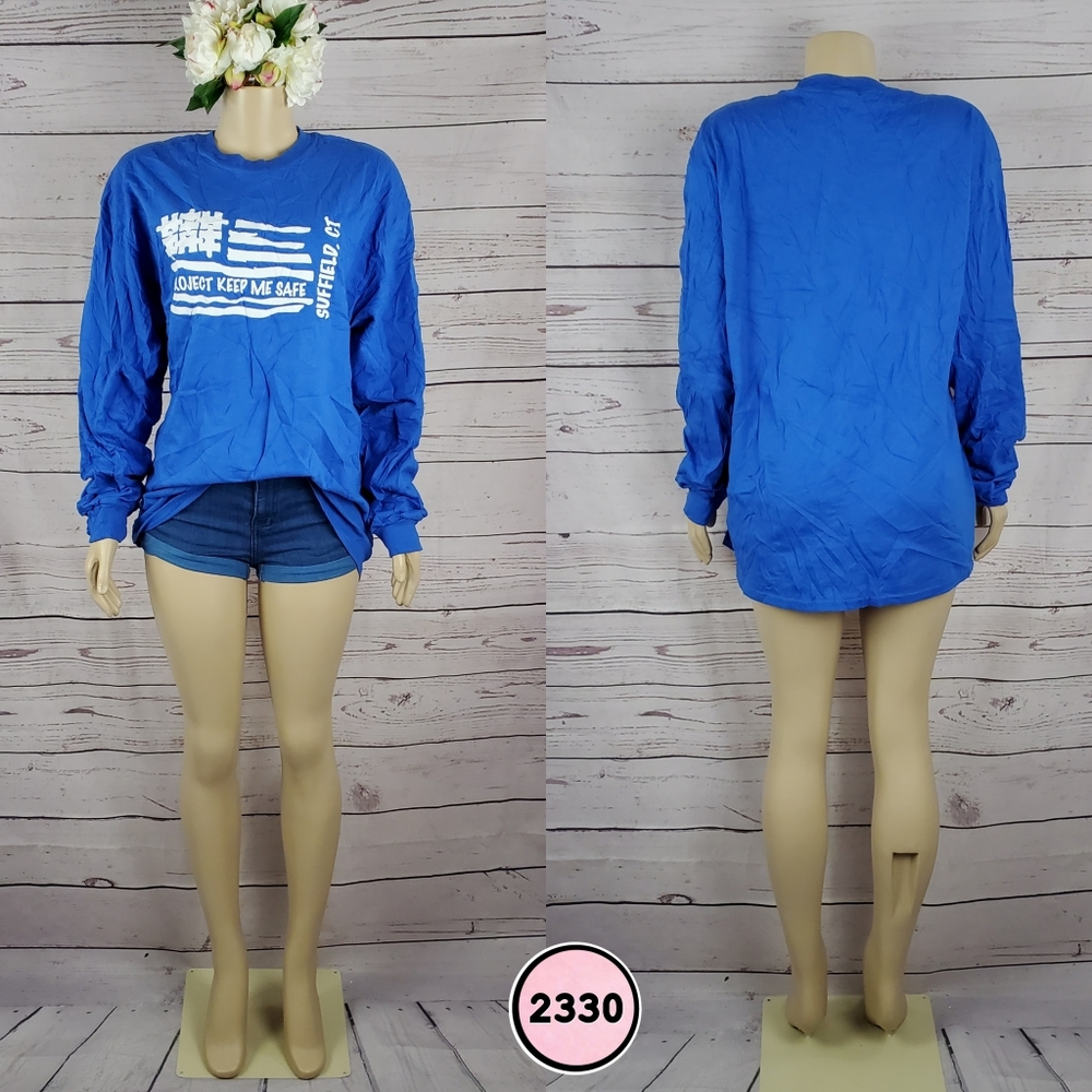 gildan xl blue long sleeve loose shirt
